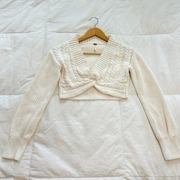 Free People Emilie Sweater Set Size XS White Whisper Cable Knit Lounge - Picture 6 of 12